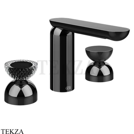 Gessi Perle Смеситель для раковины на 3 отв., без гарнитура 74796-706, black хром глянец