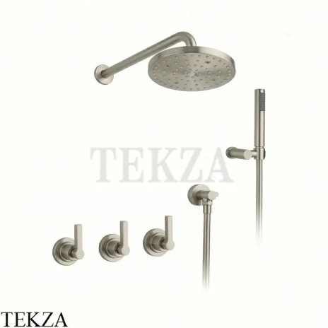 Nicolazzi Mac Kinley 05 Душевой комплект, смеситель, верхний душ, ручной душ 2233EXTNS29, Satin nickel