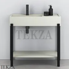 CIELO Plinio 85 Консоль с керамической раковиной и полкой, Pomice-черный