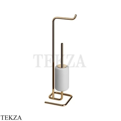 Gessi Goccia Стойка с держателем для туалетной бумаги и ершиком 38067-735, Warm Bronze PVD
