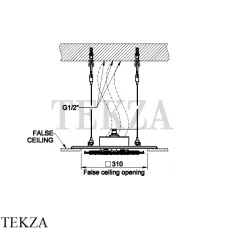 Gessi MINIMALI Встраиваемая в потолок душевая система, 3 функции 57807-238, скрытая часть