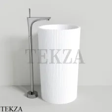 NT Bathroom NT703 Раковина напольная слив в стену, из литого камня Solid Surface, белый матовый