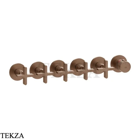 Gessi INCISO SHOWER Термостатический смеситель, 5 потоков, внешняя часть 58440-708, Copper Brushed PVD
