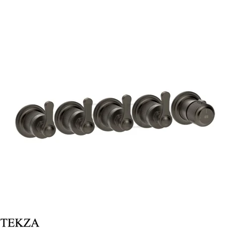Gessi VENTI20 Термостат для душа, 4 потока, внешняя часть 65338-707, Black Metal Brushed PVD