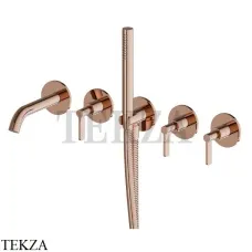 Newform Blink Chic Смеситель для ванны с гарнитуром, внешняя часть 71073E.58.061, PVD Copper Bronze
