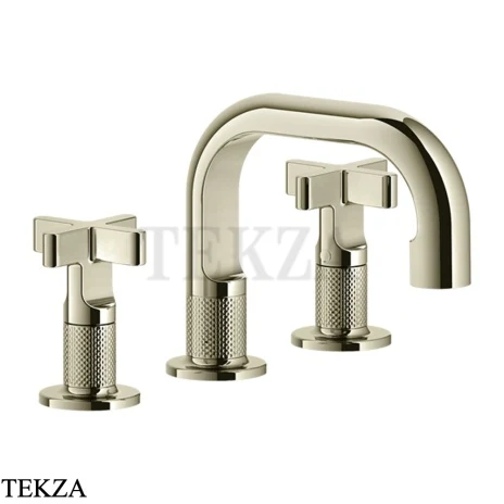 Gessi INCISO+ Смеситель для раковины на 3 отверстия, с донным клапаном 58111-720, Nickel PVD