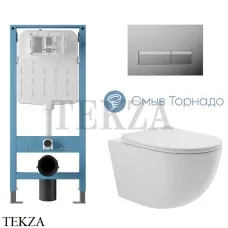 Aqueduto OVO Plus Комплект унитаза торнадо c инсталляцией, кнопка хром глянец AQDS326T, Белый глянец