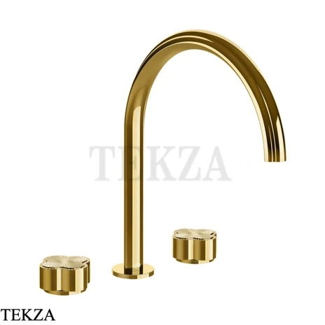 Gessi Ludovica Смеситель для раковины высокий crystals, без гарнитуры 76316-246, золото глянец