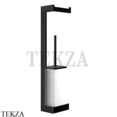 Gessi Rettangolo Стойка настенная с бумагодержателем и ершиком, белый 20867-706, Black Metal PVD