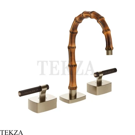 Gessi Jacqueline Смеситель для раковины на 3 отв., без донного клапана 77211-149, нерж. сталь Brush / никель Brushed