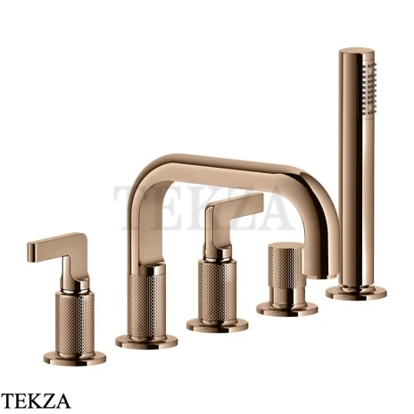 Gessi INCISO Смеситель на борт ванны с изливом, гарнитуром 58040-030, Copper PVD