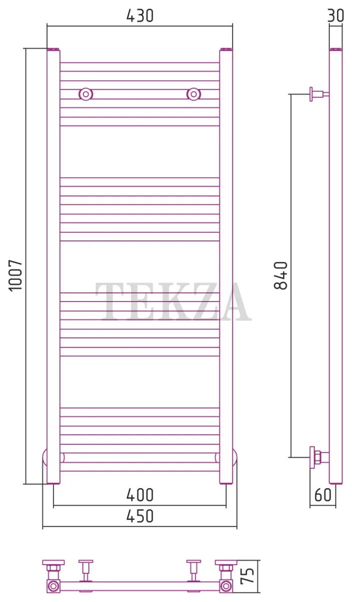 Сунержа Модус 1000х400 полотенцесушитель водяной 30-0250-1040, белый матовый