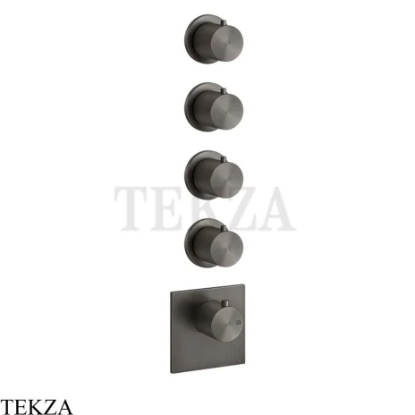 Gessi 316 WELLNESS Термостат 4 выхода, внешняя часть 54508-707, Black Metal Brushed PVD