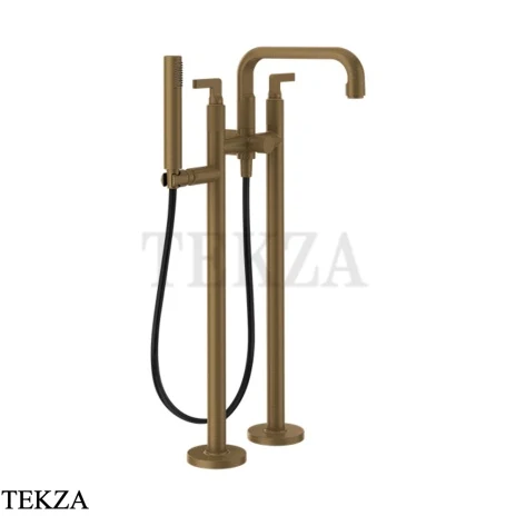 Gessi INCISO Смеситель для ванны напольный, с душевым гарнитуром 58029-713, Antique Brass