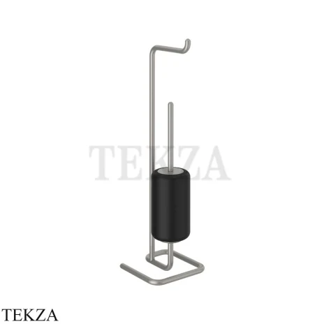 Gessi Goccia Стойка с держателем для туалетной бумаги и ершиком 38068-147, Chrome Brushed