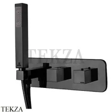 Bossini AKI Термостат для душа 2 потока с гарнитуром, комплект Z005359.073, черный матовый