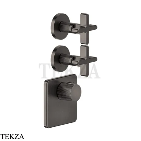 Gessi INCISO WELLNESS Термостат 2 выхода, внешняя часть 58344-707, Black Metal Brushed PVD