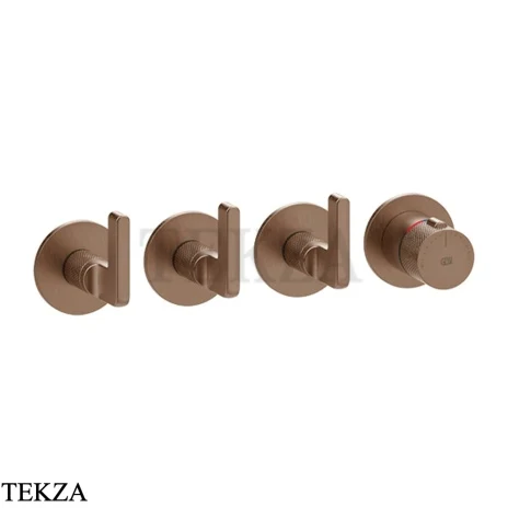 Gessi INCISO SHOWER Термостатический смеситель, 3 потока, внешняя часть 58336-708, Copper Brushed PVD
