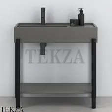 CIELO Plinio 85 Консоль с керамической раковиной и полкой, Cemento-черный