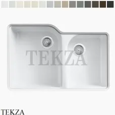 Kohler Executive Chef Мойка для кухни встраиваемая снизу, 5 отверстий, чугун K-5931-4U-0, белый глянец