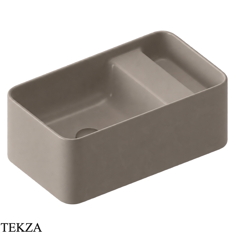 ArtCeram Brooklyn раковина подвесная и накладная The.Saniglaze с боковым сухим отсеком BNL004 41 34, Brown Matera матовый