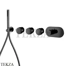 FIMA Carlo Frattini Spillo UP Термостат для душа 3 потока с гарнитуром, внешняя часть F3178X3NS, черный матовый