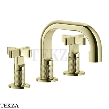 Gessi INCISO+ Смеситель для раковины на 3 отверстия, с донным клапаном 58111-710, Brass PVD