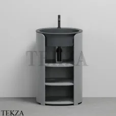 CIELO I Catini Tiberino Тумба отдельностоящая CAMTL, с 3-мя полками, слив в стену, Brina-Basalto