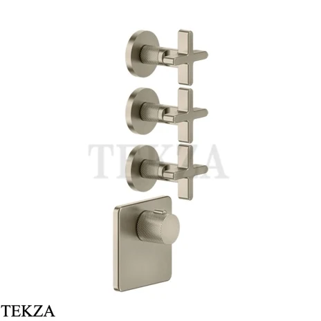 Gessi INCISO WELLNESS Термостат 3 выхода, внешняя часть 58346-149, Finox Brushed Nickel