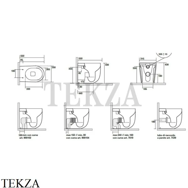 Kerasan Nolita Унитаз безободковый пристенный, с крышкой микролифт 531875, Borgogna matt