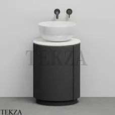 CIELO Arcadia Tiberino Тумба TIMOCE с раковиной белый глянец, слив в пол, Rovere nero