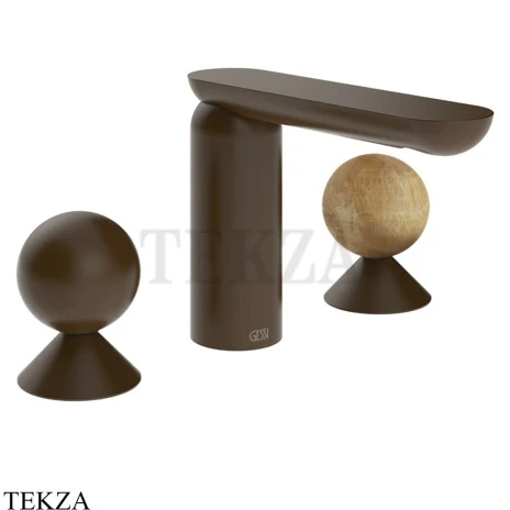 Gessi Perle Смеситель для раковины на 3 отв., без гарнитура 74035-845, бронза Dark Brush
