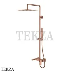 Boheme Qubic Стойка для душа со смесителем, излив, верхний душ 478-CB, Copper Brushed