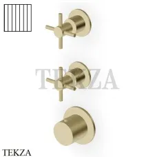 Zucchetti Helm Vertical Термостат для душа на 2 потока, внешняя часть ZHM802.XP31G2, brushed british gold PVD