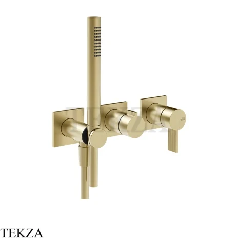 Gessi Inverso RIGATO Смеситель для душа, 2 потока, с гарнитуром, внешняя часть 73536-727, Brass Brushed PVD