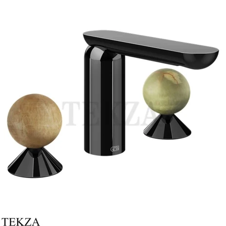 Gessi Perle Смеситель для раковины на 3 отв., без гарнитура 74355-706, black хром глянец