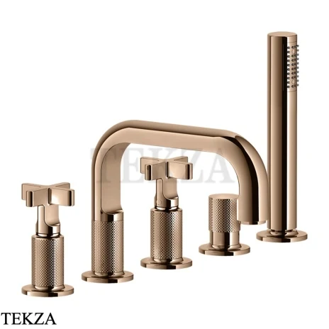 Gessi INCISO+ Смеситель на борт ванны с гарнитуром 58140-030, Copper PVD