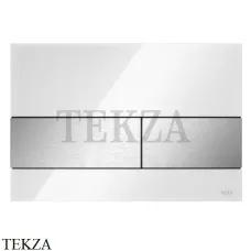 TECE Square Панель смыва для унитаза 9240801, стекло белый глянец, клавиши нержавеющая сталь