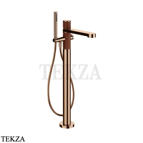 Gessi Pelle Tresse Смеситель для ванны напольный, с гарнитуром, 78228-444, Red Cherry/ Copper PVD