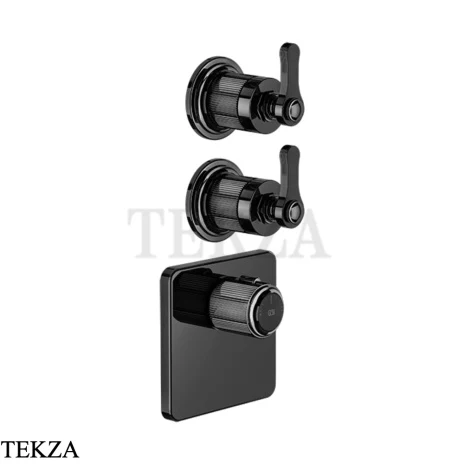 Gessi VENTI20 Термостат для душа, 2 потока, внешняя часть 65202-706, Black Metal PVD