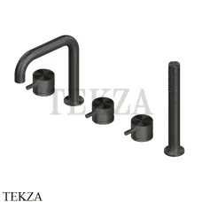 QuadroDesign Source Смеситель на борт ванны, с гарнитуром, 2 потока 12 95 ON, Black Gold
