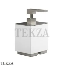 Gessi Rettangolo Дозатор настольный для жидкого мыла или лосьона, белый 20837-149, Finox Brushed Nickel