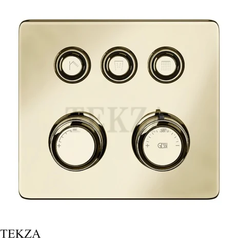 Gessi VENTI20 Термостатический смеситель на 3 потока, внешняя часть 65234-710, Brass PVD