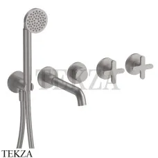 Fantini Icona Classic Смеситель для ванны, с гарнитуром, внешняя часть 53Q8R019B, Raw Metal PVD