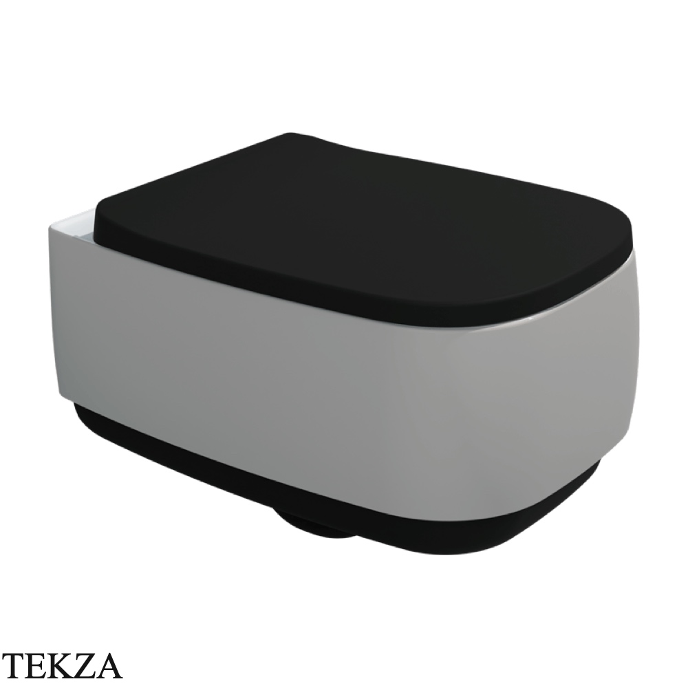 Flaminia Flag унитаз подвесной GoClean чаша без ободка FG118GSCC, серый Cenere / чёрный Carbone Stripes матовый