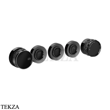 Gessi Pelle Tresse Термостат для душа на 3 потока, внешняя часть, 78236-439, Nero/ Black Metal PVD