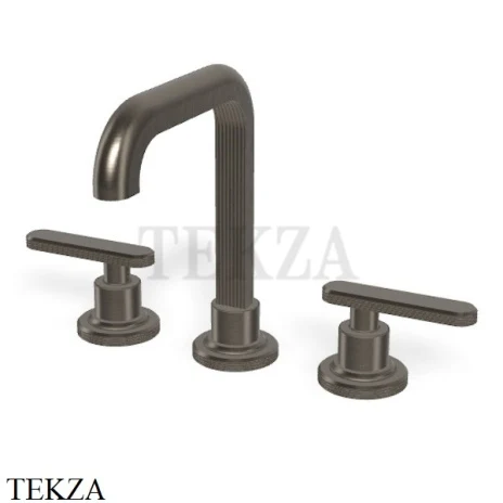 FIMA Carlo Frattini Park Line Смеситель для раковины 3 отв, с донным клапаном F1301CS, Brushed black chrome