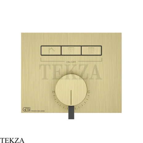 Gessi HI-FI Однорычажный смеситель, на 3 поток, внешняя часть 63081-727, Brushed Brass PVD
