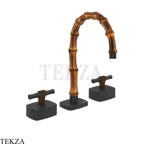 Gessi Jacqueline Смеситель для раковины на 3 отв., без донного клапана 77013-299, черный матовый