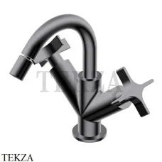 Ritmonio Diametro35 Cross Смеситель для биде, двухвентильный PR53BB202 BLX, Brushed Black Chrome